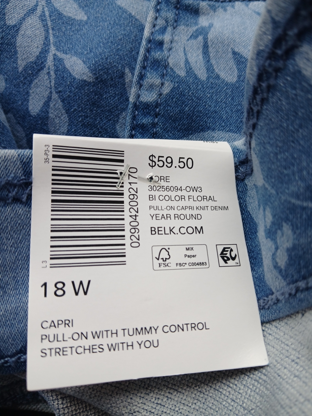 Kim Rogers Blue Floral Knit Capris Size 18W NWT - Picture 8 of 8